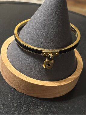 Kate Spade Gold and Black Padlock Bangle Bracelet